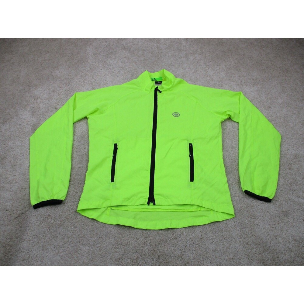 Canari Cycling Jacket Men Small Neon Yellow High Visibility Long Sleeve Full Zip